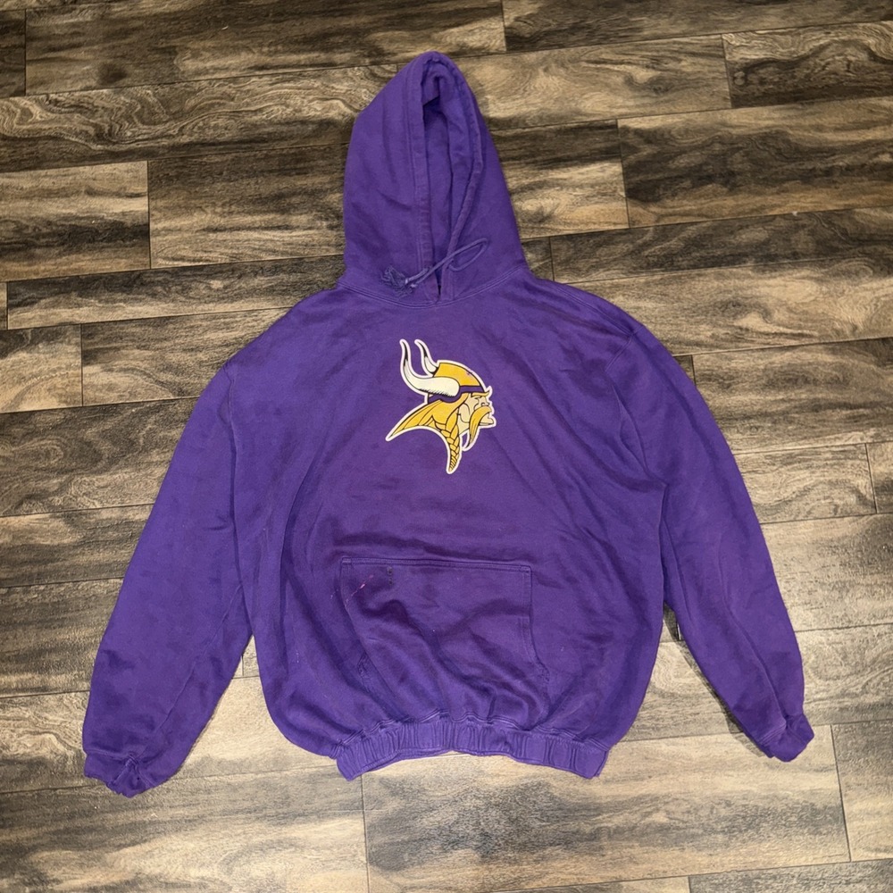 Vintage Reebok Minnesota Vikings Fleece Pullover Hoodie Men's 2XL Purple